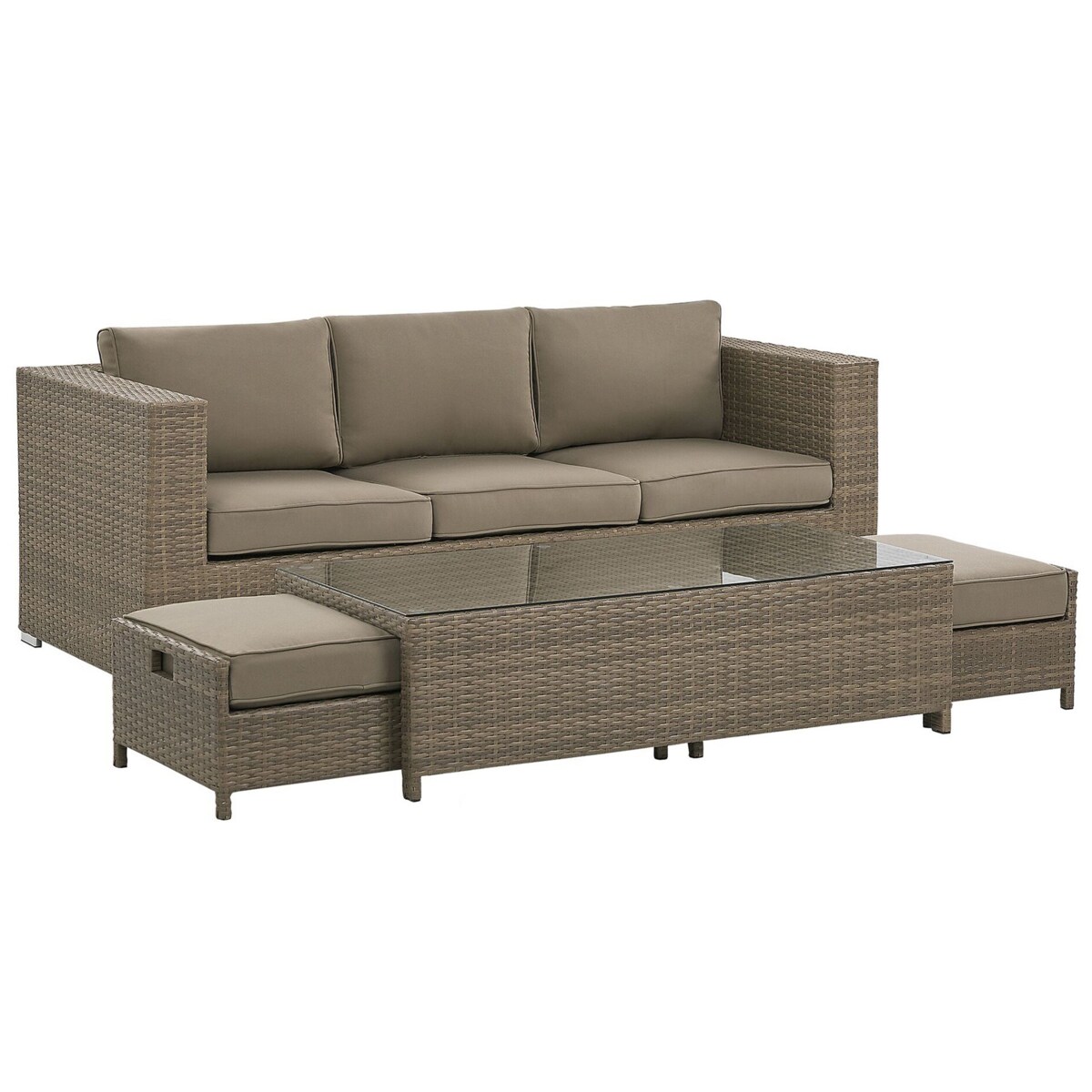 Zestaw ogrodowy z technorattanu 3-osobowy brązowy BELLUNO