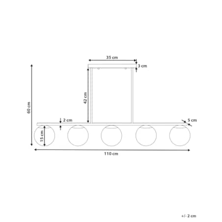 Lampa wisząca 5-punktowa metalowa złota ZIKULI