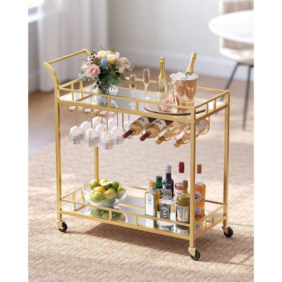 Barek Na Kółkach Regał 86X38X90 Cm Złoty