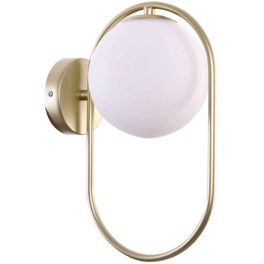 Kinkiet LAMPA ścienna CORDEL 21-73440 Candellux metalowa OPRAWA modernistyczna szklana kula ball mosiężna biała