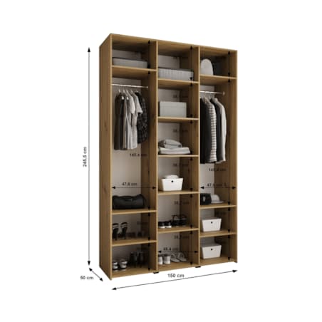 Szafa trzydrzwiowa Como 1 150 gł.50 biały+złoty