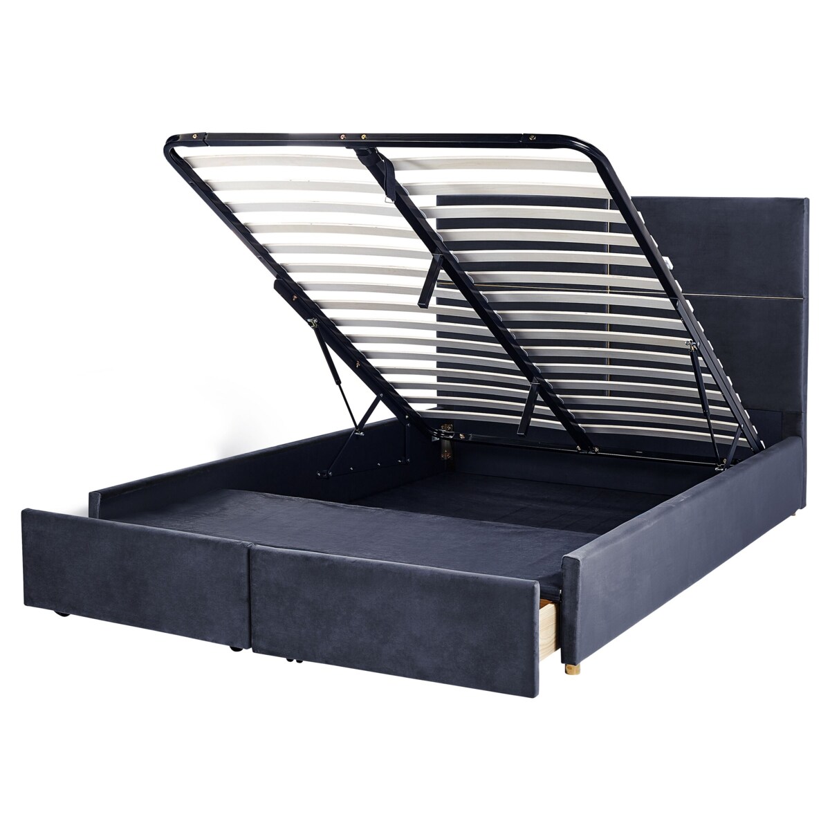 Łóżko welurowe z pojemnikiem 160 x 200 cm czarne VERNOYES