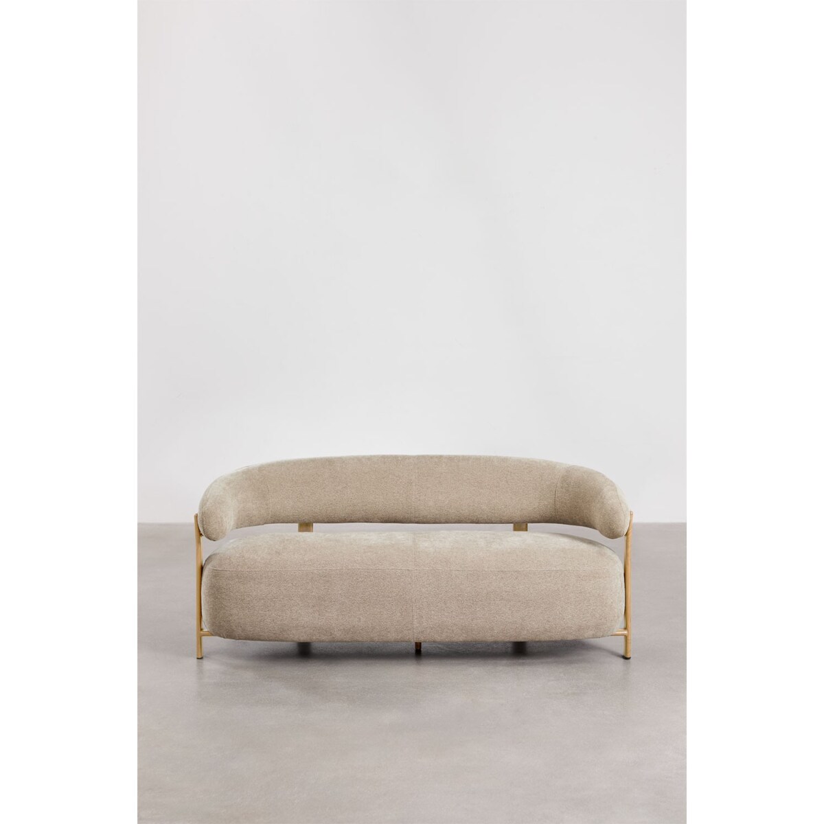 Sofa dwuosobowa z tkaniny szenilowej i metalu, Jolie, kawa z mlekiem