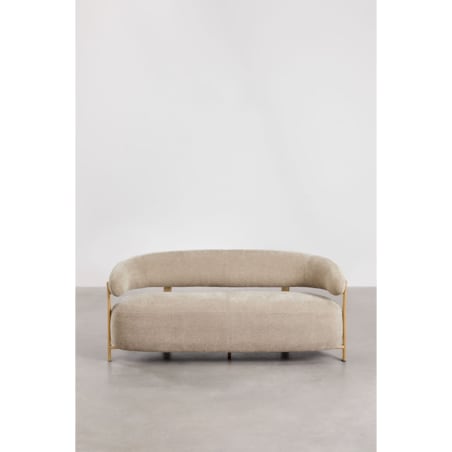 Sofa dwuosobowa z tkaniny szenilowej i metalu, Jolie, kawa z mlekiem