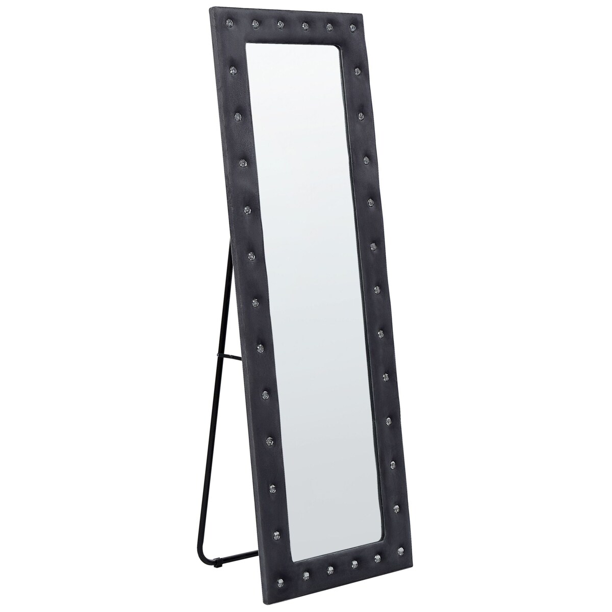 Lustro stojące welurowe 50 x 150 cm szare ANSOUIS