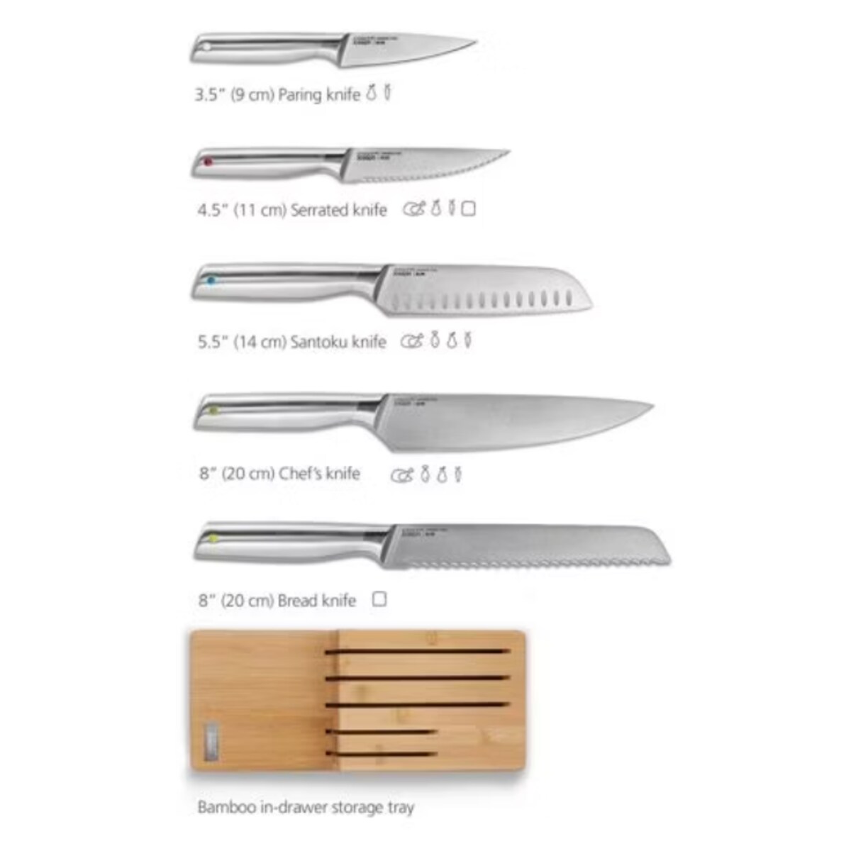 Zestaw noży Elevate w bloku poziomym, Joseph Joseph