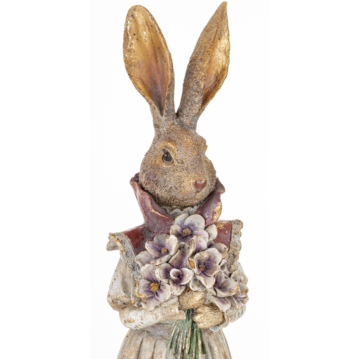 Dekoracja - para królików 53x18x15,5 i 53x17x4 cm CITTADINI-3 z bukietami kwiatów