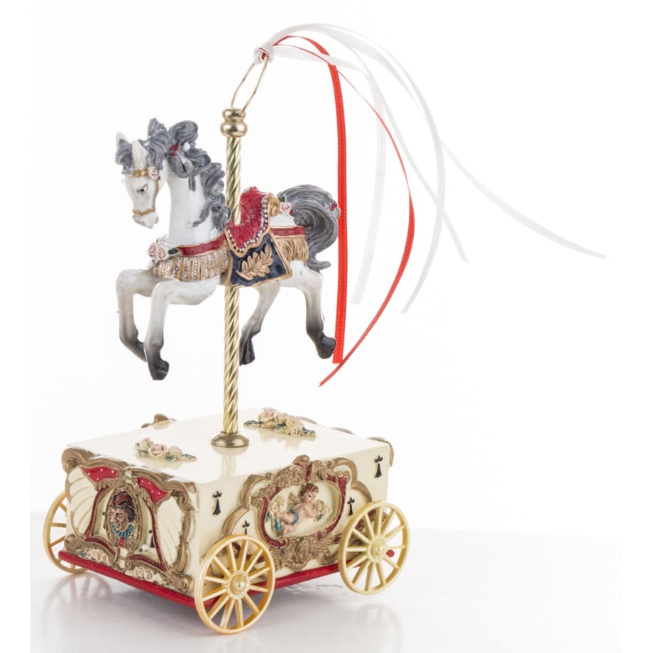 Ozdoba świąteczna Konik z pozytywką, 18x5x10x8 cm