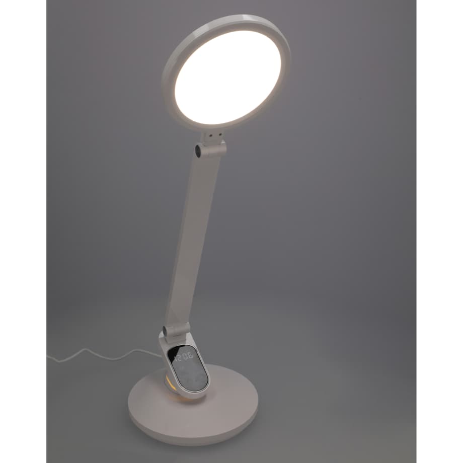 Lampka Biurkowa Szkolna Na Biurko Stołowa Led Trzy Barwy Do Pracy Z Zegarem