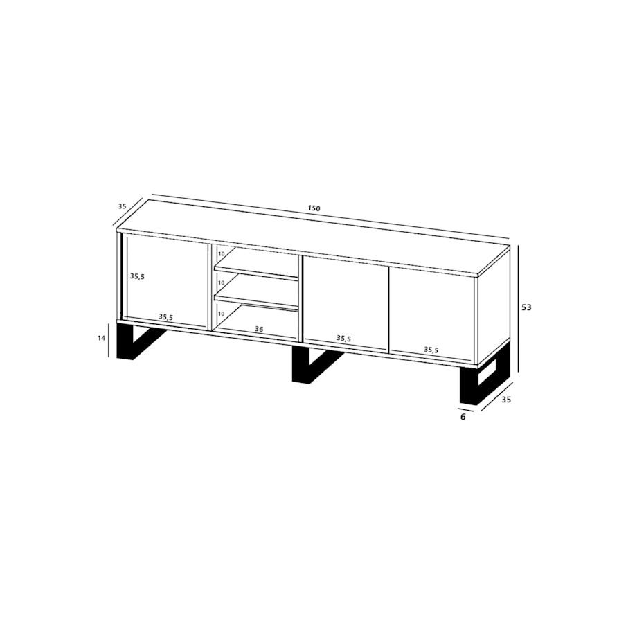 Szafka RTV Loft Nowoczesna Komoda RTV Loft 150 cm Dąb Wotan Grafit MAT