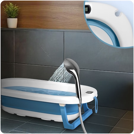 Wanienka składana dla dziecka niemowląt Ricokids termometr LCD poduszka + stojak