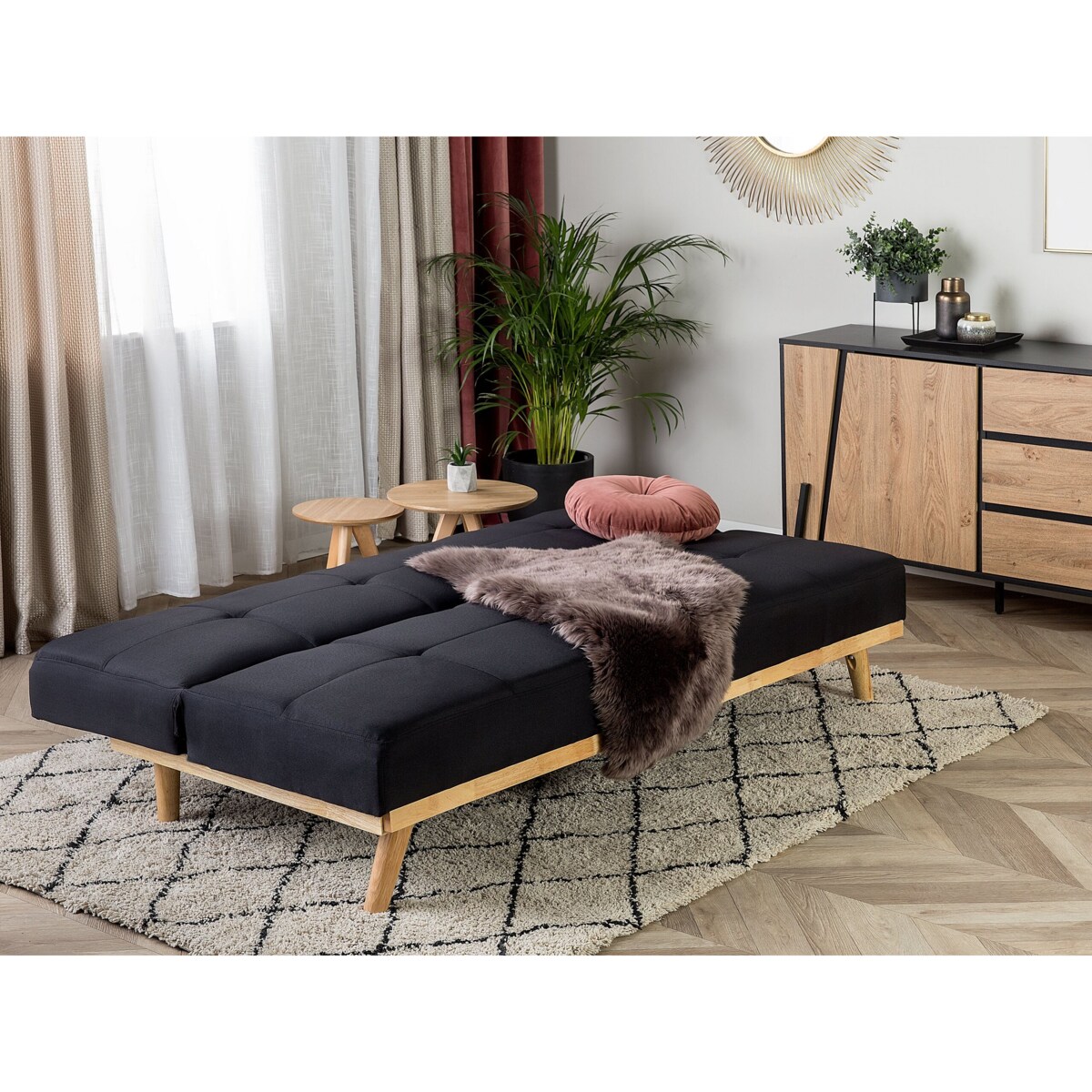 Sofa rozkładana czarna FROYA