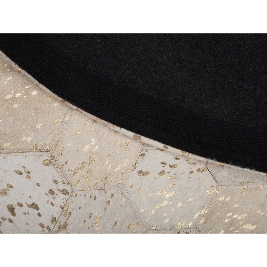 Dywan patchwork okrągły skórzany ⌀ 140 cm beżowy ZEYTIN