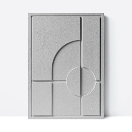 Obraz 3D 50x70cm Geometric I – Dekoracja Ścienna z Tynku Naturalnego, Milky Grey Minimalistyczny Relief