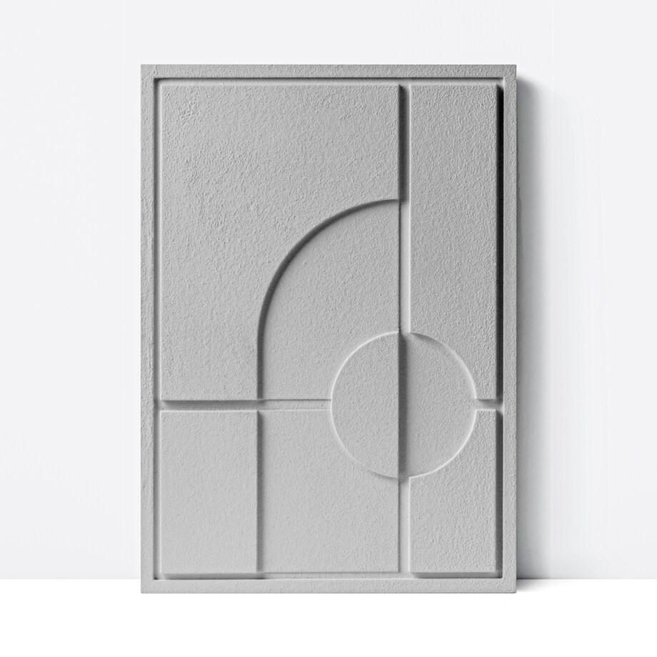 Obraz 3D 50x70cm Geometric I – Dekoracja Ścienna z Tynku Naturalnego, Milky Grey Minimalistyczny Relief