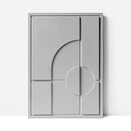 Obraz 3D 50x70cm Geometric I – Dekoracja Ścienna z Tynku Naturalnego, Milky Grey Minimalistyczny Relief