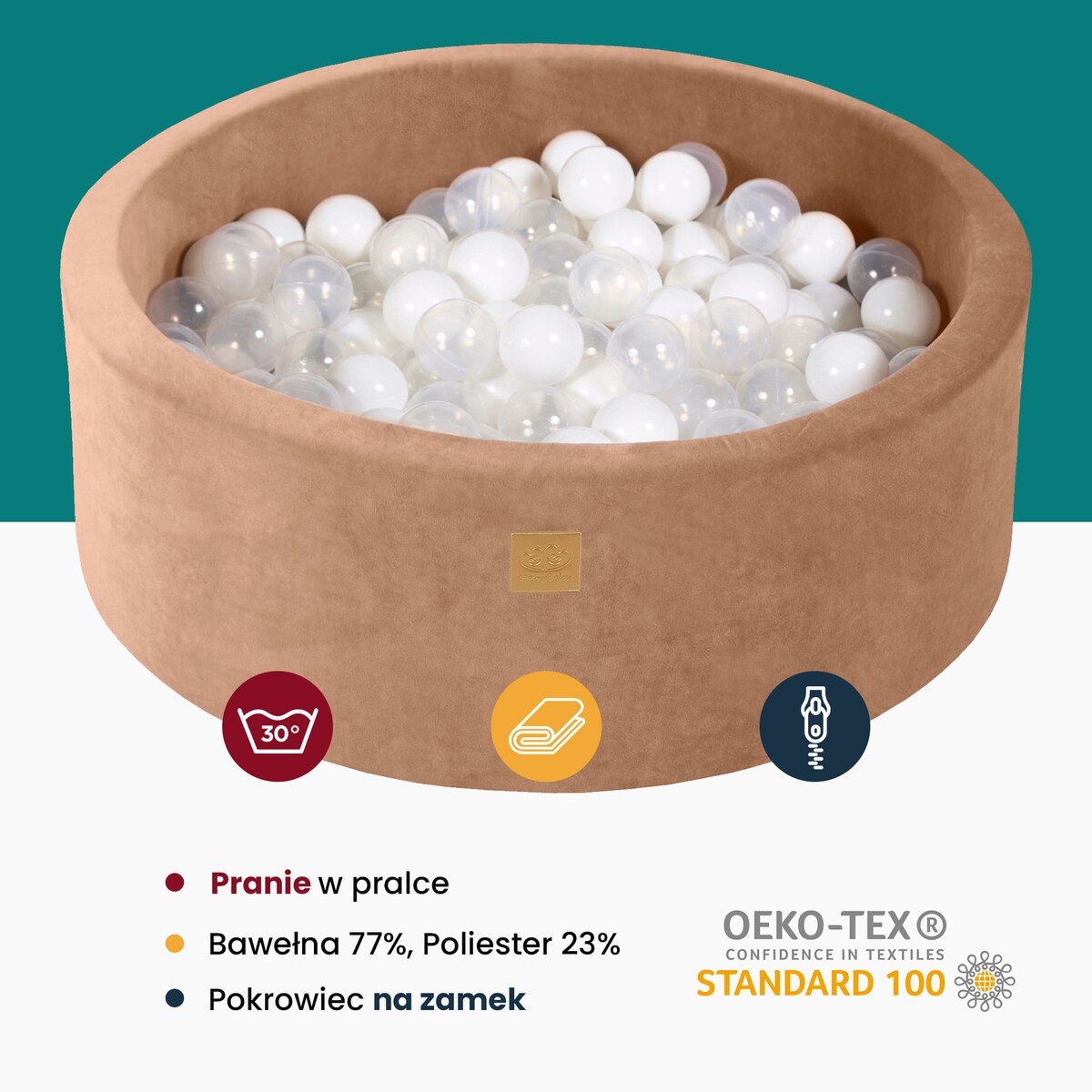 Okrągły Suchy Basen dla Dziecka 90x40cm/bez Piłek, Velvet, Pudroworóżowy