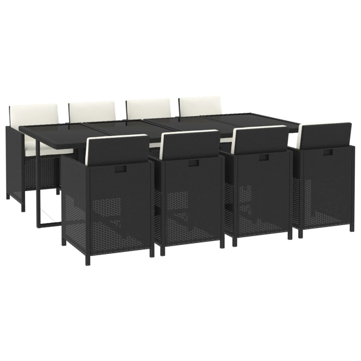 vidaXL 9-cz. zestaw mebli ogrodowych z poduszkami, polirattan, czarny