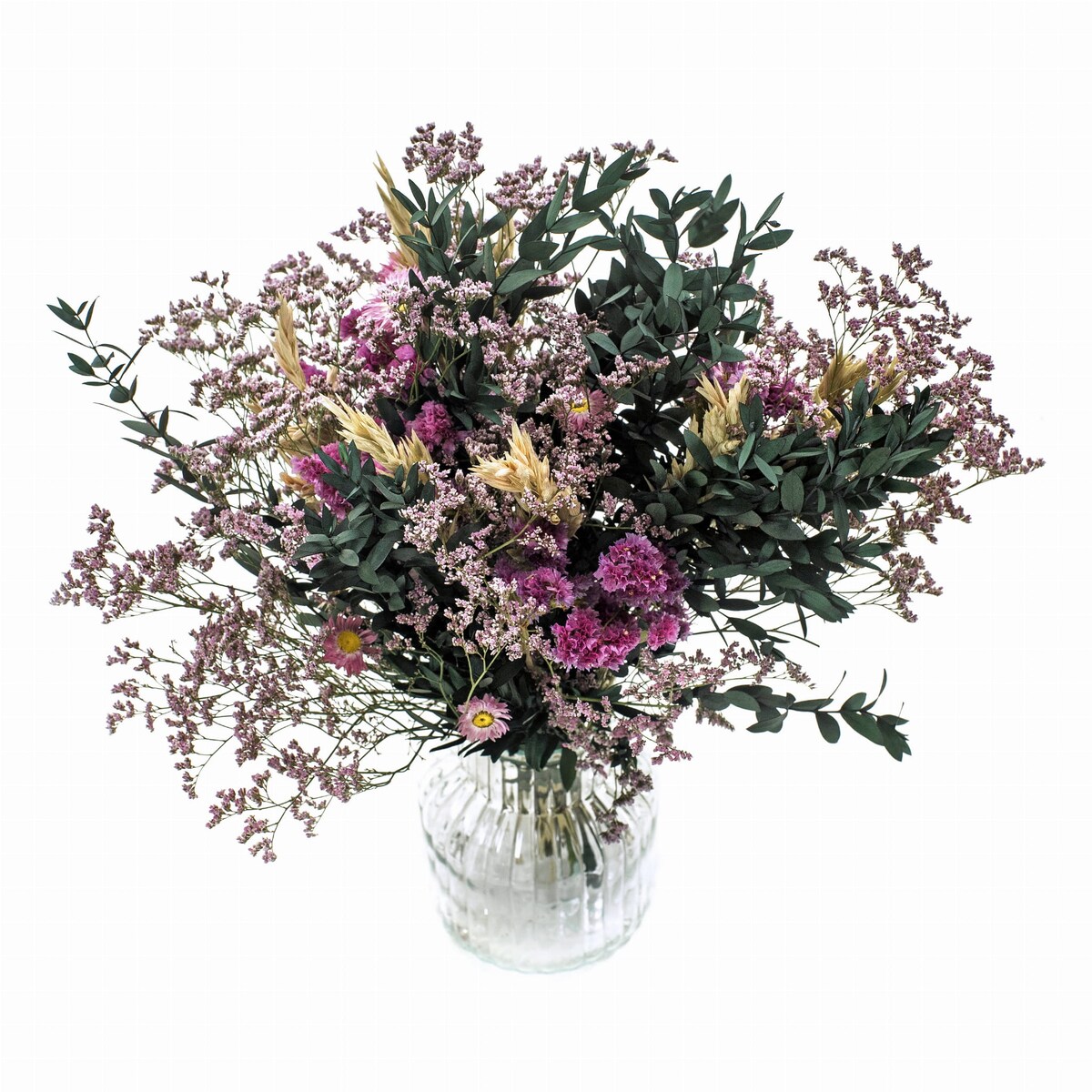 Bukiet suszonych kwiatów Aurora - eukaliptus, limonium, owies