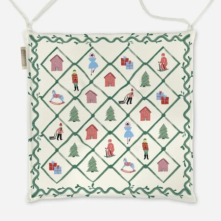 Poduszka świąteczna na krzesło - Retro wieniec