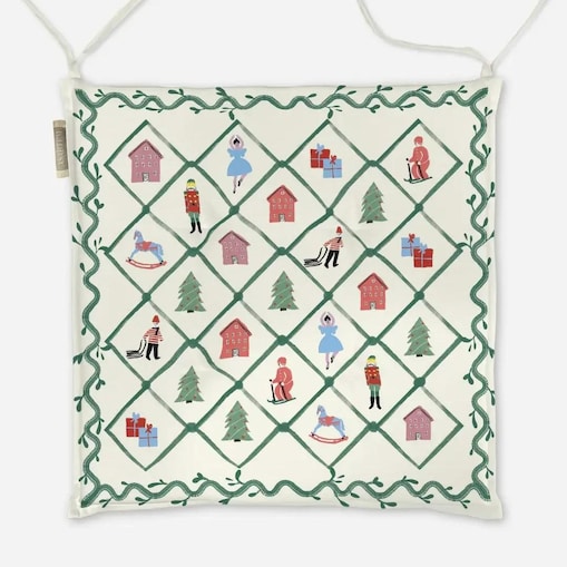 Poduszka świąteczna na krzesło - Retro wieniec