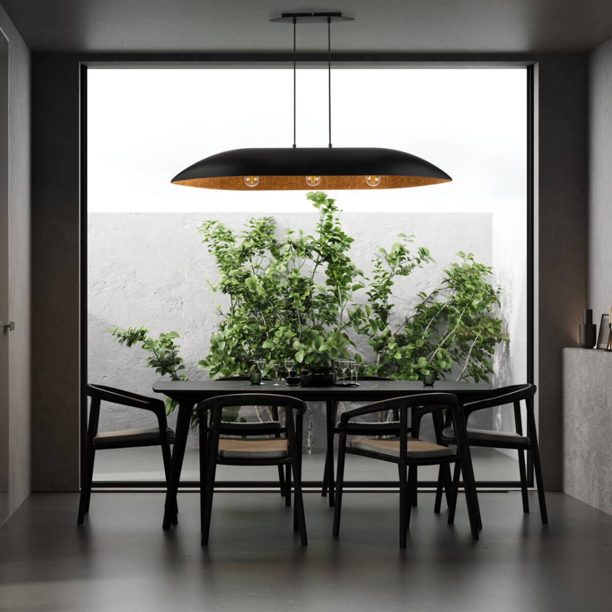 Wisząca lampa do salonu Gondola L 40634 Sigma łódka czarna miedziana
