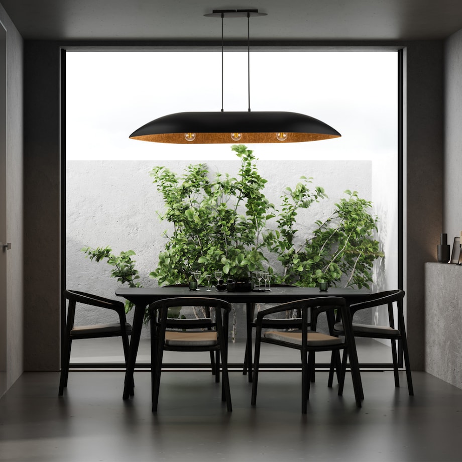 Wisząca lampa do salonu Gondola L 40634 Sigma łódka czarna miedziana
