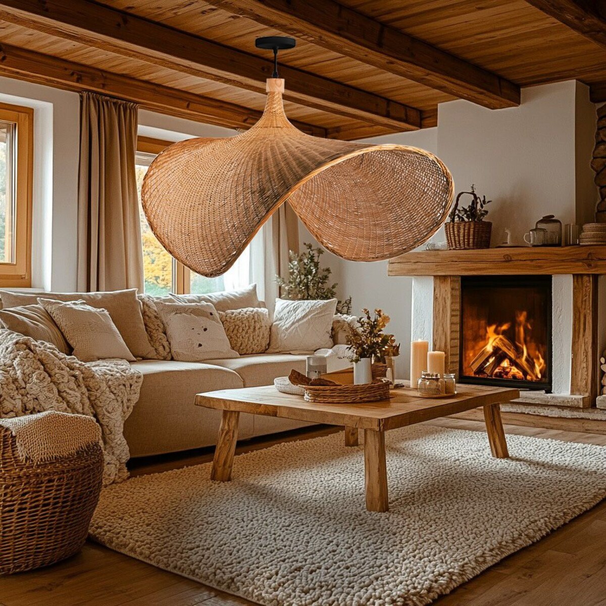 Lampa wisząca pleciona duża Boho APP1640-1Cp