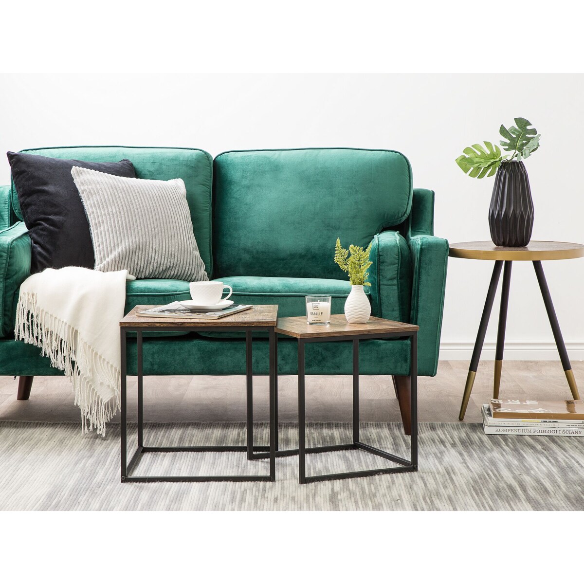 Zestaw 2 stolików ciemne drewno DENNY