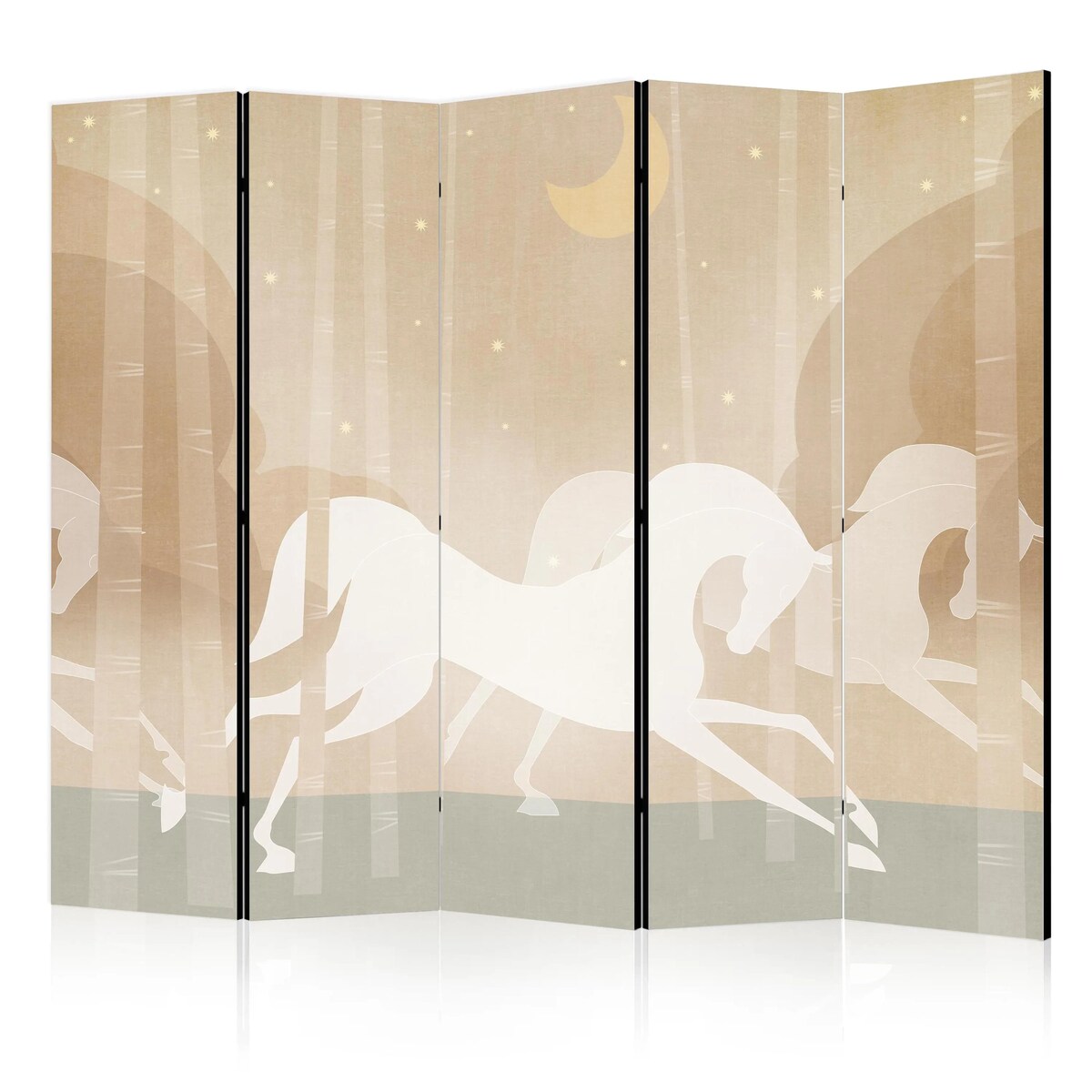 Parawan jednostronny Dla dzieci 225x172 cm 5-częściowy beżowy