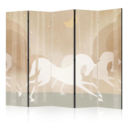 Parawan jednostronny Dla dzieci 225x172 cm 5-częściowy beżowy