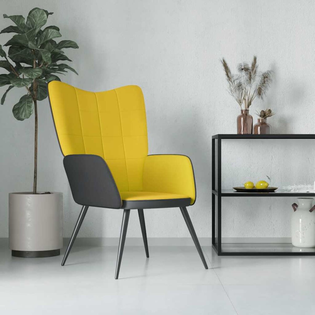 vidaXL Fotel, musztardowy żółty, obity aksamitem i PVC