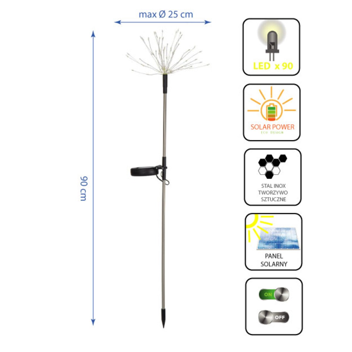 lampa solarna DMUCHAWIEC 80cm wbijana