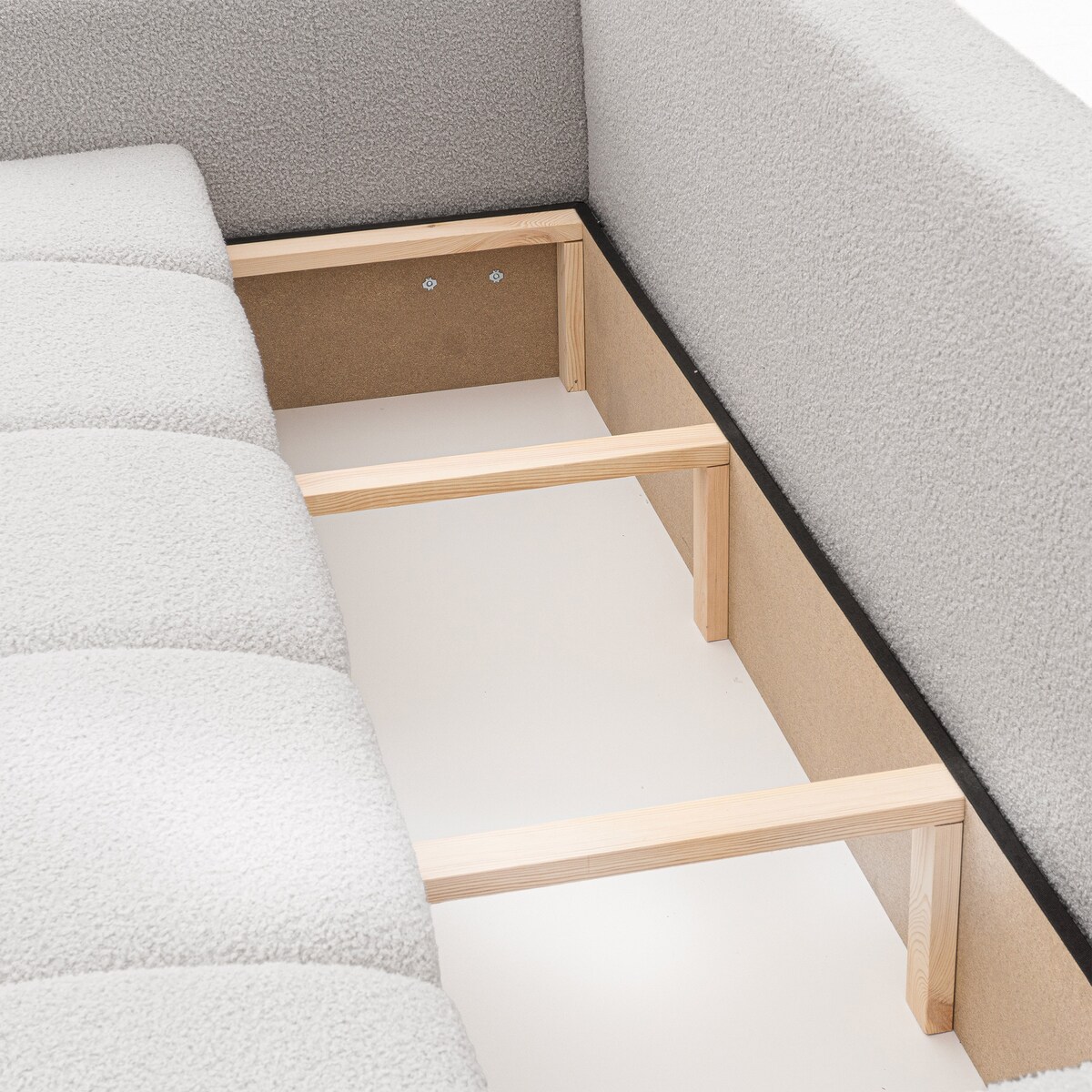 Narożnik SZARY tapicerowany BUENO SOFA z funkcją spania i pojemnikiem