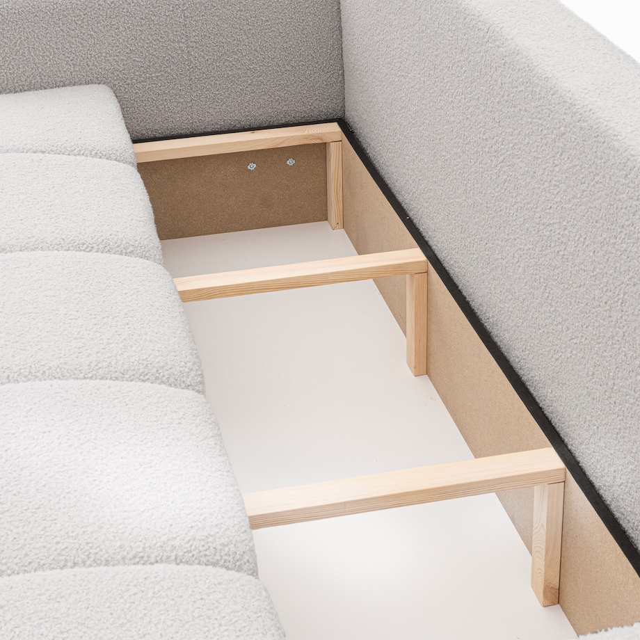 Narożnik SZARY tapicerowany BUENO SOFA z funkcją spania i pojemnikiem