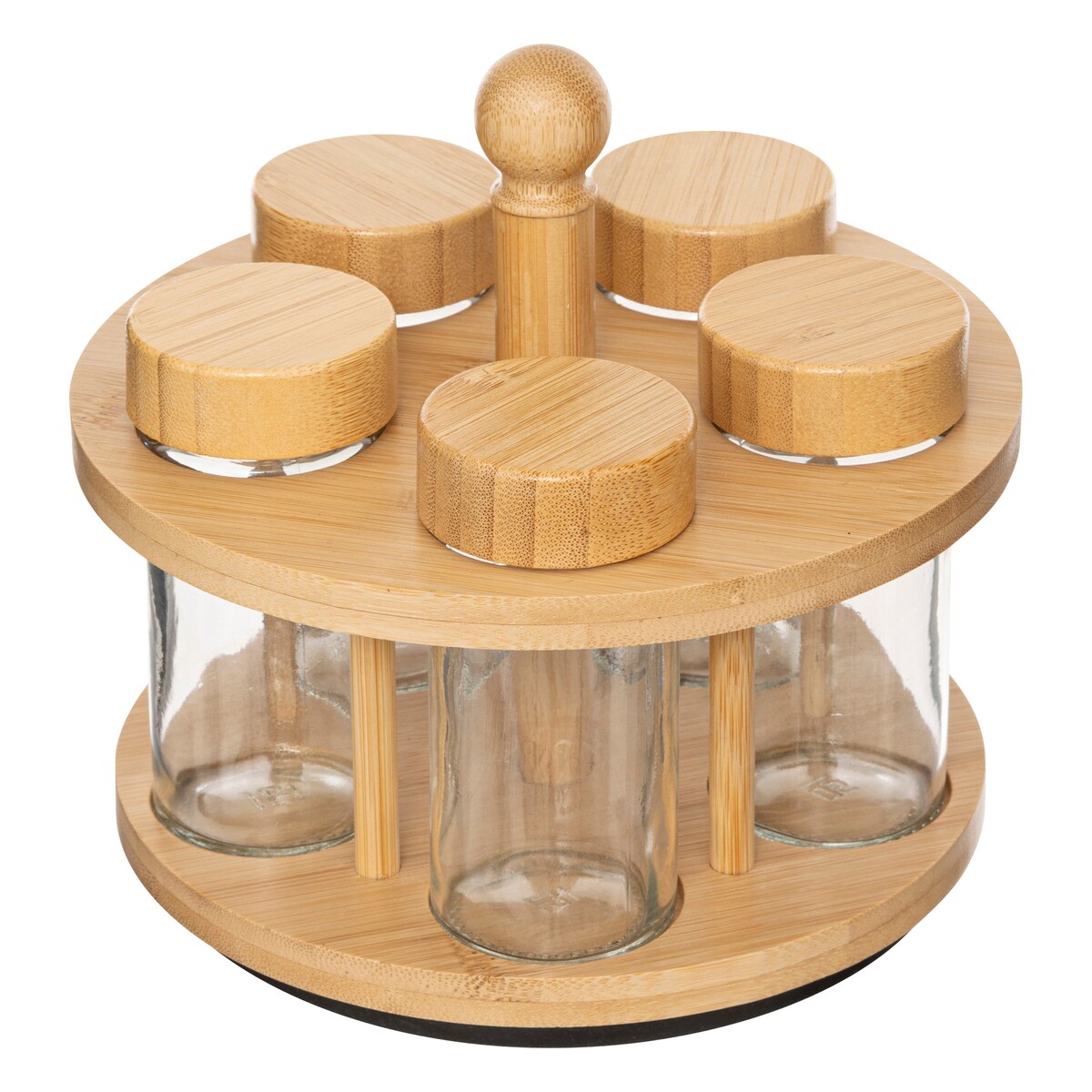 Obrotowy pojemnik na przyprawy COZY, 4 szklane słoiczki