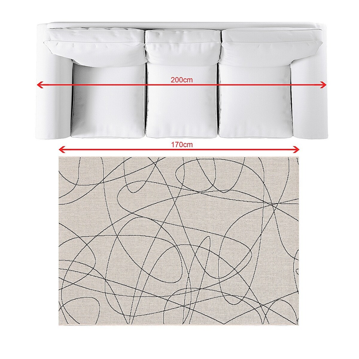 Dywan Lineo wool/ black 120x170cm, 120 x 170 cm