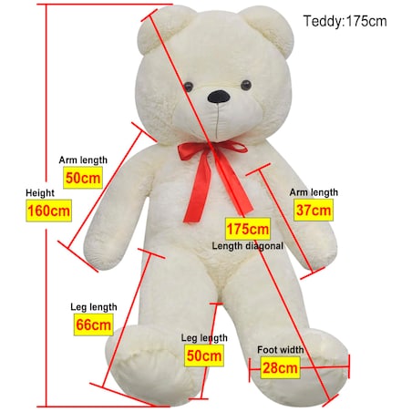 vidaXL Miękki, pluszowy miś XXL, biały, 160 cm