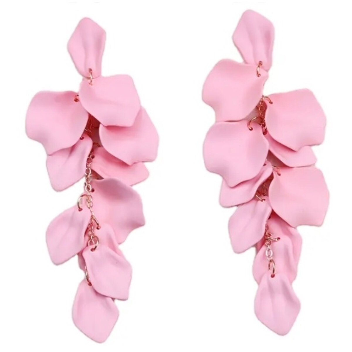 Kolczyki pastelowe płatki wiszące listki złote DAMSKIE lekkie długie boho