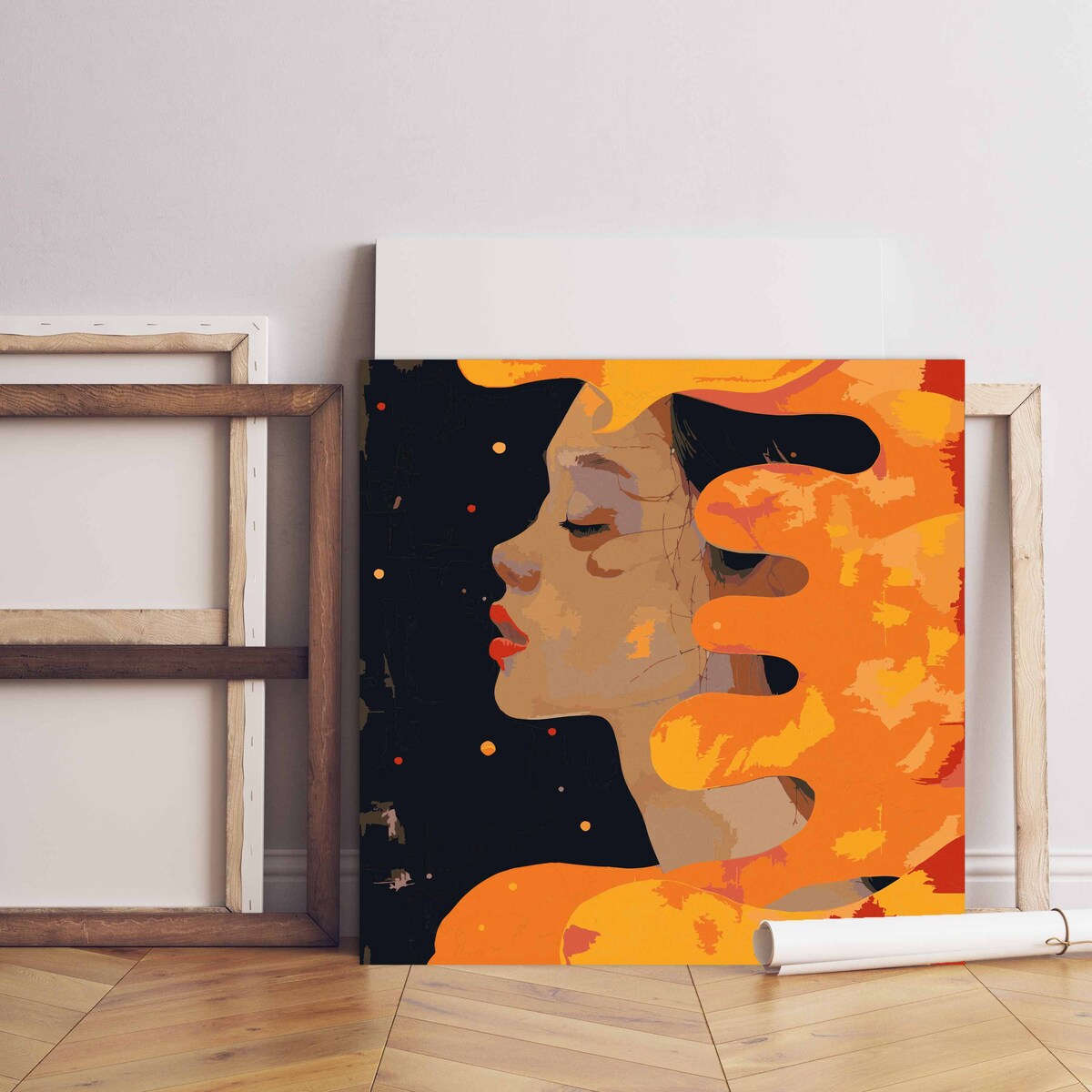 Malowanie po numerach, zestaw DIY – KOBIETA Z LAWĄ 80x80 cm- Produkt PL