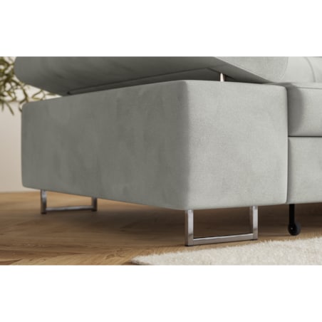 Narożnik ALEX z regulowanymi zagłówkami, lewostronny-Matt Velvet szary