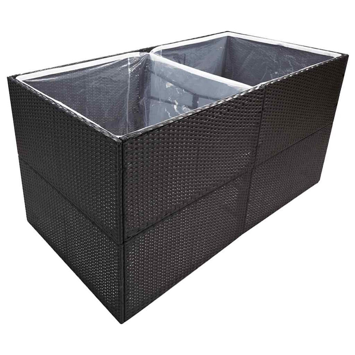 vidaXL Donica ogrodowa, czarna, 157x80x80 cm, rattan PE