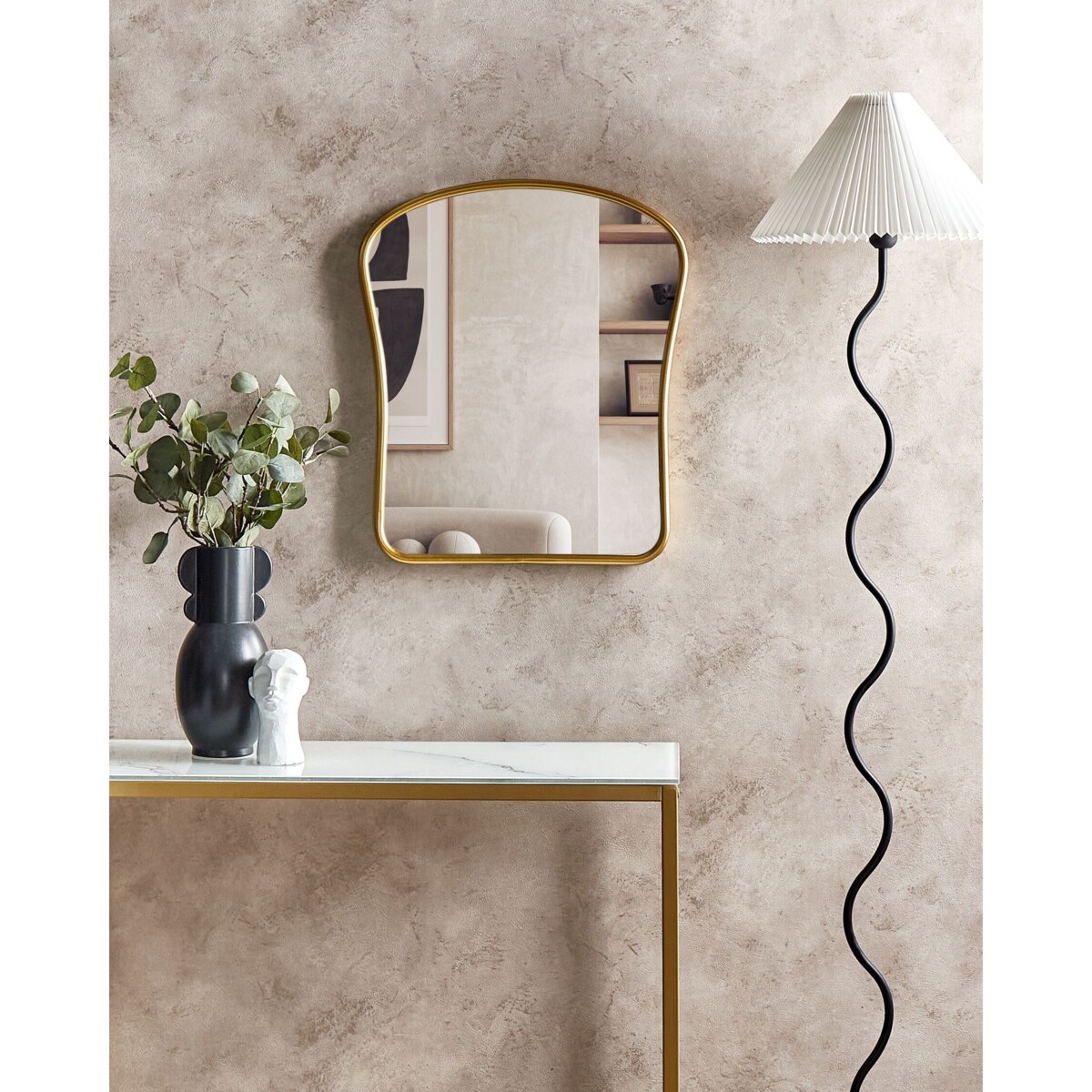 Lustro ścienne NOTH 45 cm 53 cm Metal Złoty