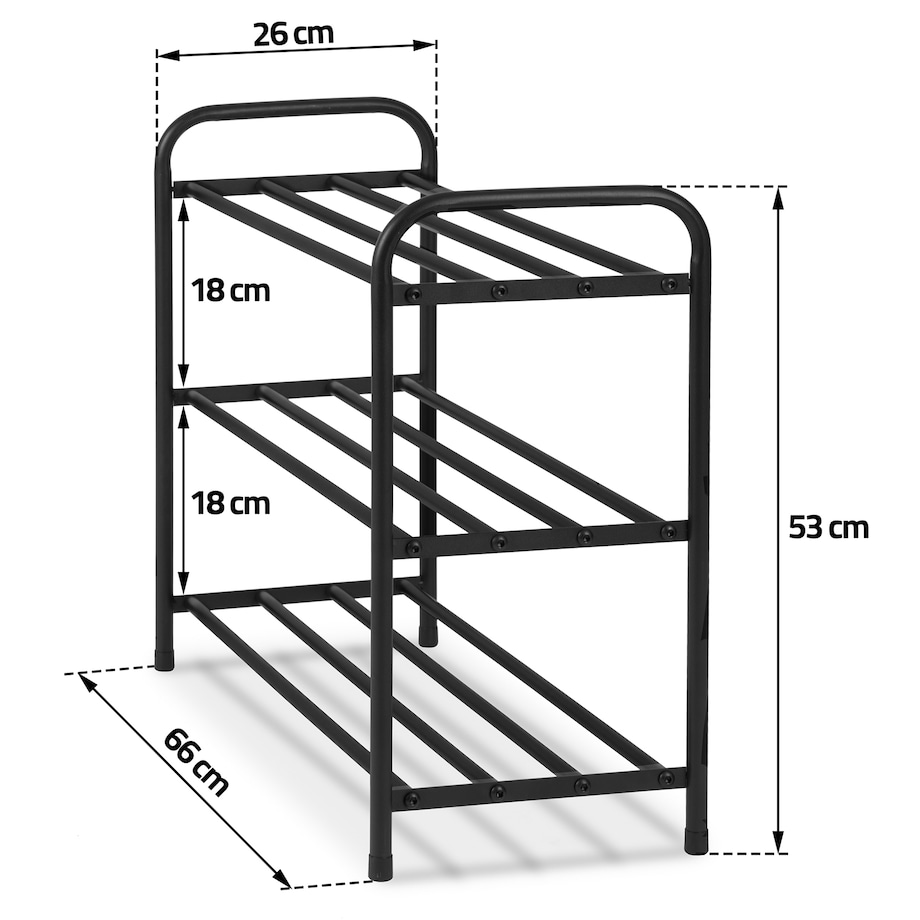 Regał szafka stojak półka na buty obuwie stalowa 3 poziomy Massido