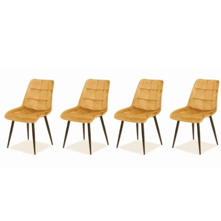 Zestaw krzeseł CHIC VELVET 4 szt curry