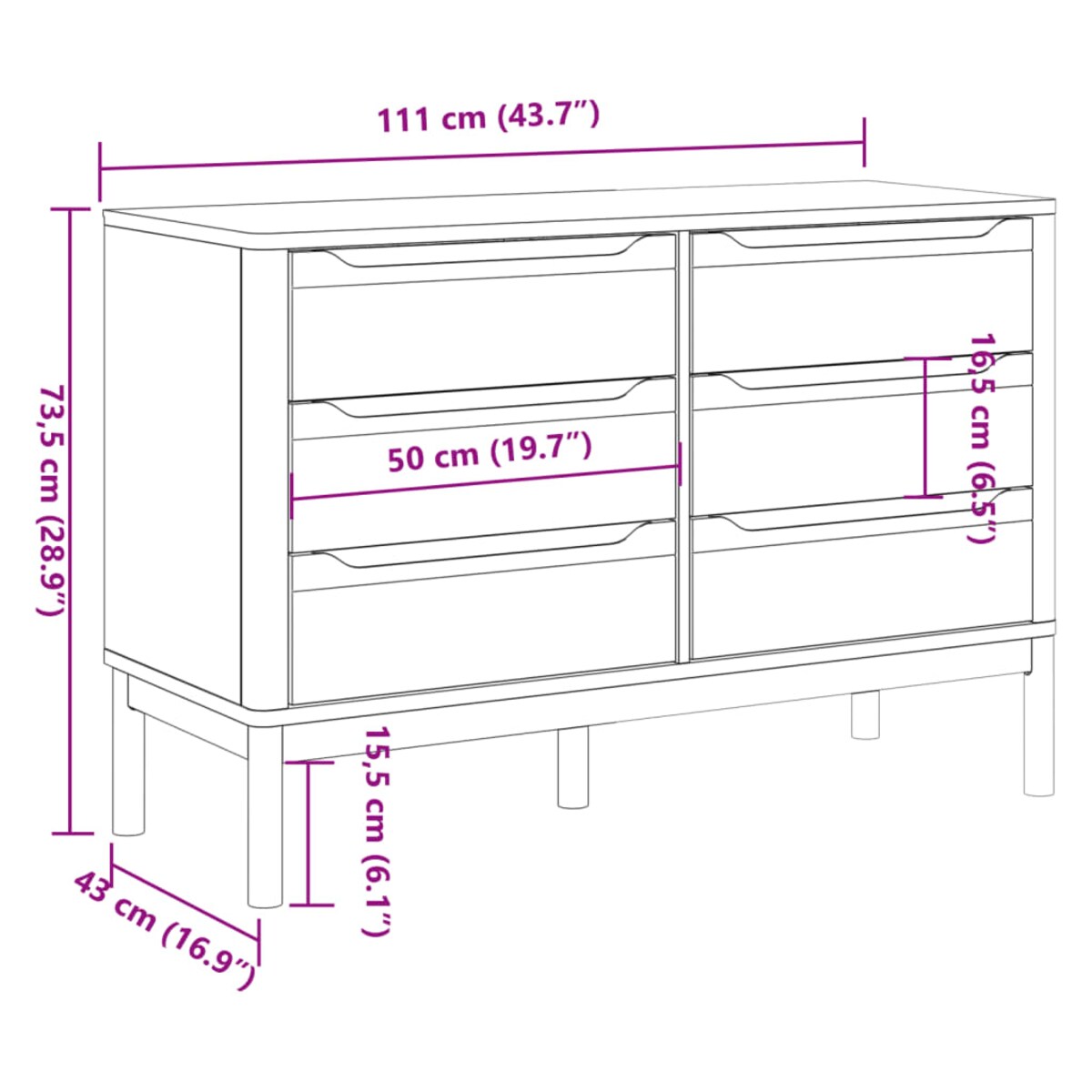 vidaXL Komoda FLORO, woskowy brąz, lite drewno sosnowe