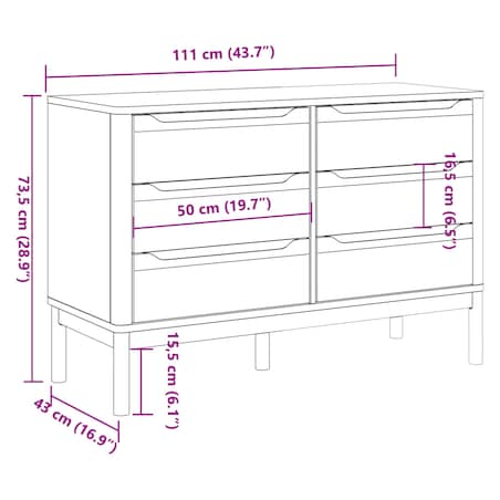 vidaXL Komoda FLORO, woskowy brąz, lite drewno sosnowe