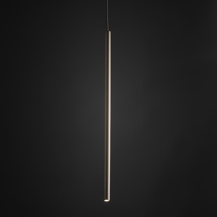 Lampa Wisząca Tk Lighting Ferro Sabia Beżowa Szampańśka Ryflowana Metalowa Tuba Sopel Rurka 75Cm 1Xg9