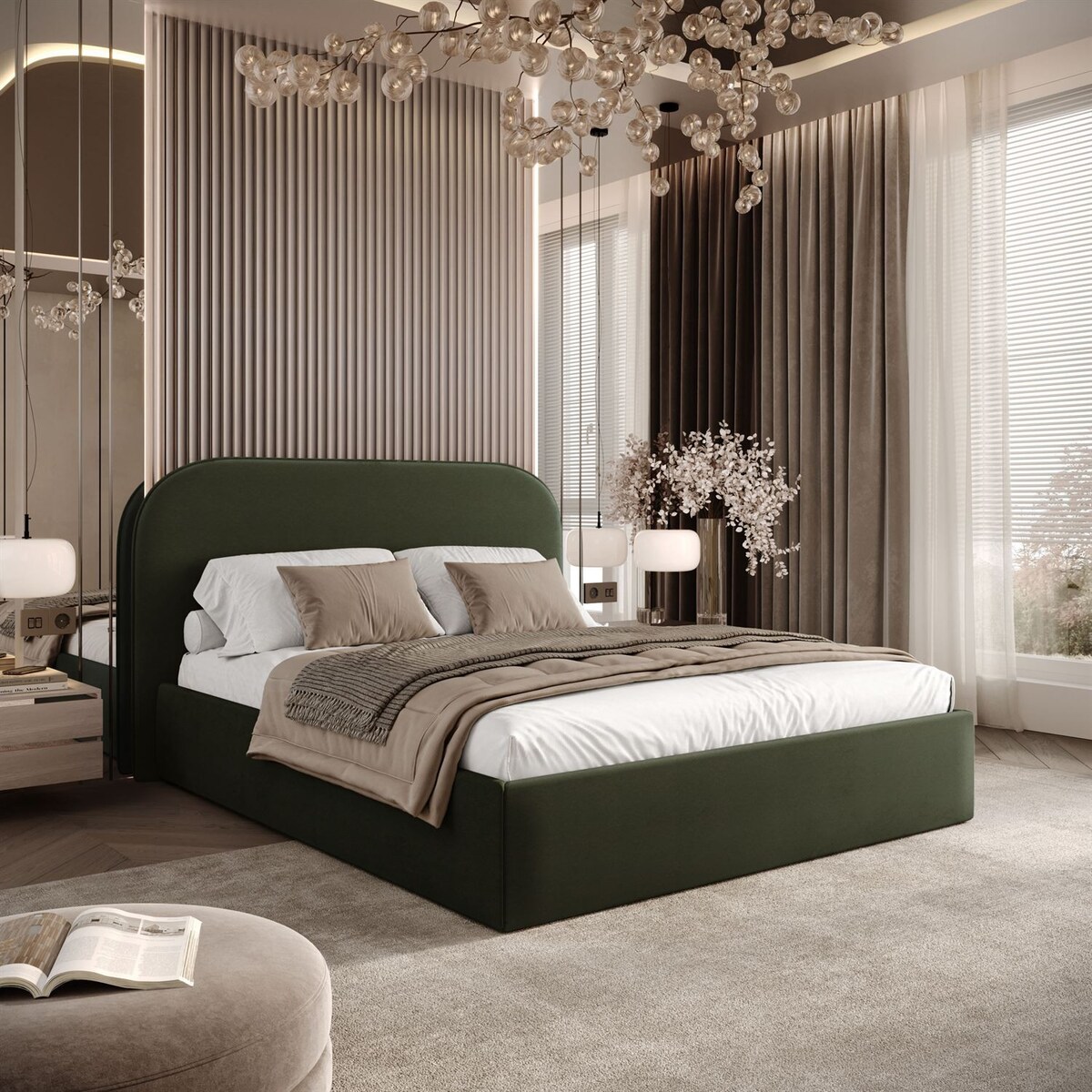 Łóżko tapicerowane OLIMPIA, pojemnik na pościel, s34, 140x200, Castel 39