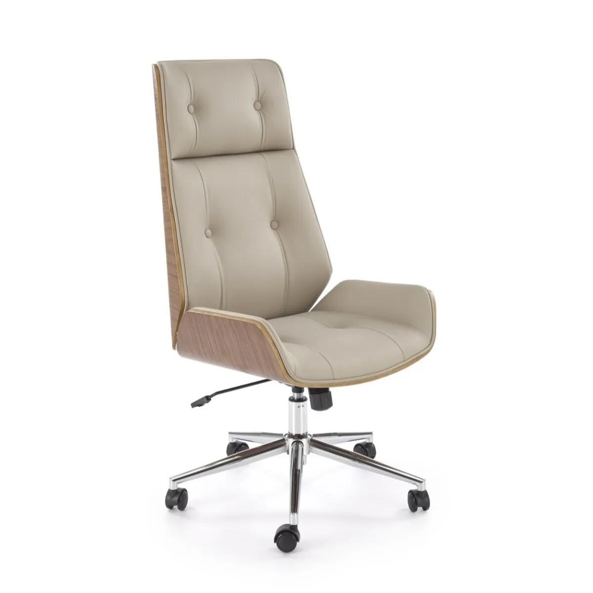 Fotel biurowy WEBSTER beżowy/orzechowy